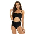 thumbnail image 2 of WBQ Women's High Cut One Piece Swimsuit Tie Side Bathing Suit Sexy Cutout Monokini Black S-2XL, 2 of 8