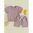 thumbnail image 2 of Coduop Toddler Baby Girl Summer Outfit Short Sleeve T-shirt Tee Tops + Shorts Set, 2 of 9