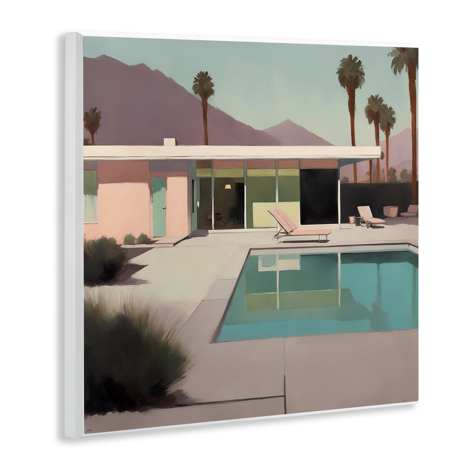 Stupell Industries Californian Pool View Landscape & Nature Painting Unframed Art Print Wall Art, 12 x 12