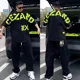 thumbnail image 2 of Conjunto de pantalones para hombre, chándal deportivo con alfabeto, para correr, camiseta y pantalones, 2 piezas, poliéster elástico, talla XL, 2 of 5