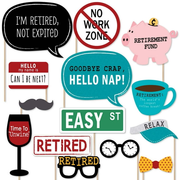 Big Dot of Happiness Retirement - Photo Booth Props Kit - 20 Count