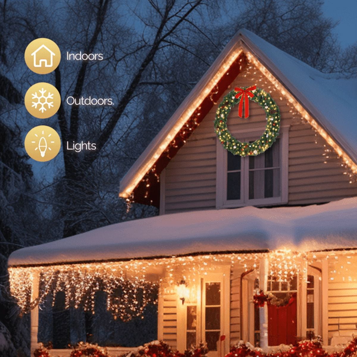 Alvantor 48-Inch Pre-Lit Christmas Wreath with 150 LED Lights, 450 Tips, Red Bow and Remote, Green