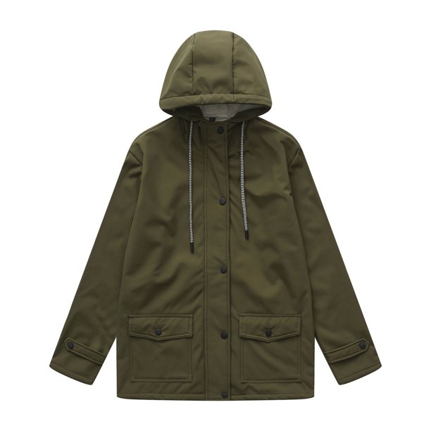 Chaquetas y abrigos casuales con capucha y manga larga para mujer, color liso, con botones, bolsillos, manga larga, cremallera, capucha, abrigos casuales, top de poliéster para mujer