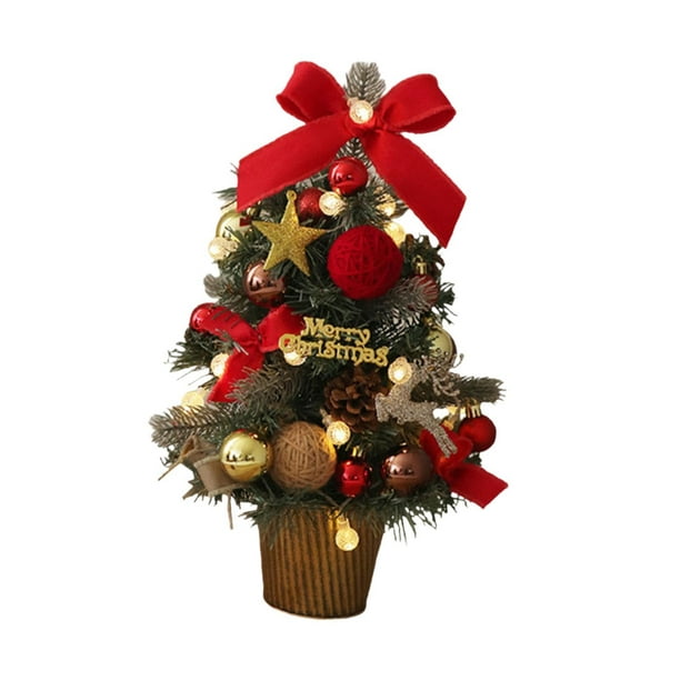 Árbol de Navidad de mesa con luces, mini árbol de Navidad para dormitorio festivo Estilo C
