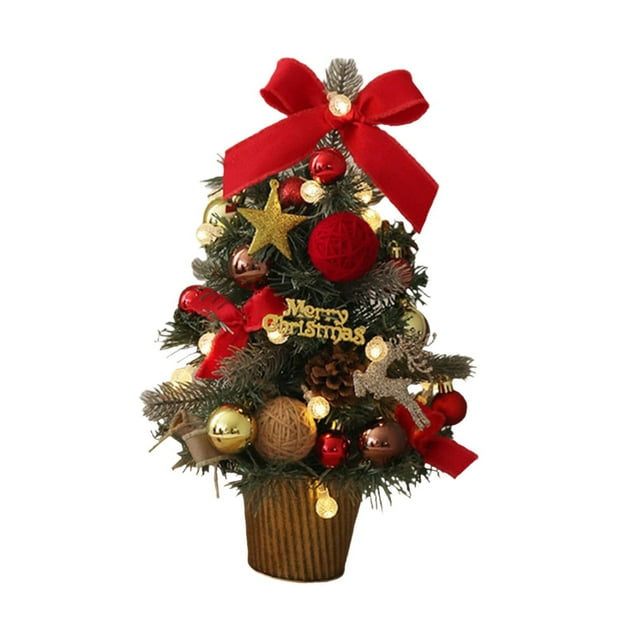 Árbol de Navidad de mesa con luces para decorar la sala de estar, el escritorio y la fiesta. Estilo C