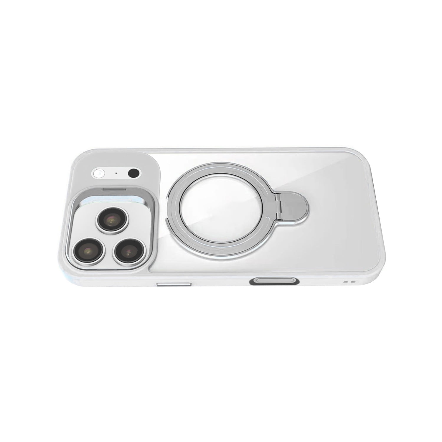 Transparent Magnetic Case with Camera Lens Protection for iPhone 17 Pro Max - Grey
