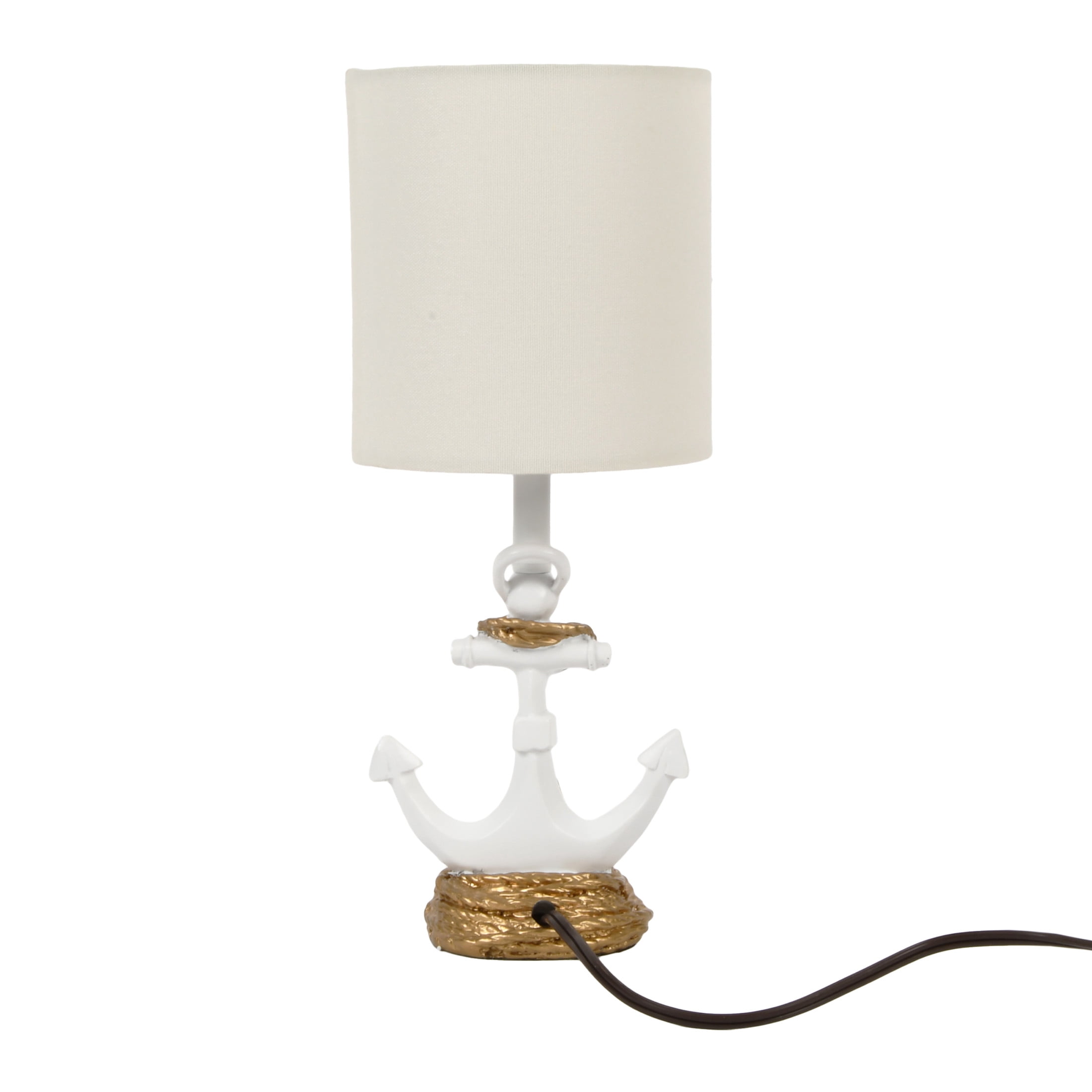 Decor Therapy Anchor Resin Accent Lamp with 40W Bulb, 8x8x16 inches, White