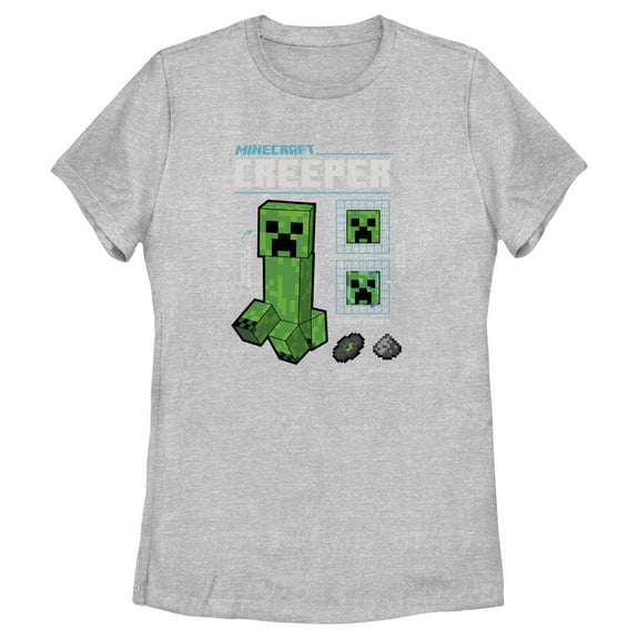 Women's Minecraft Creeper Graph  Graphic Tee Athletic Heather X Large