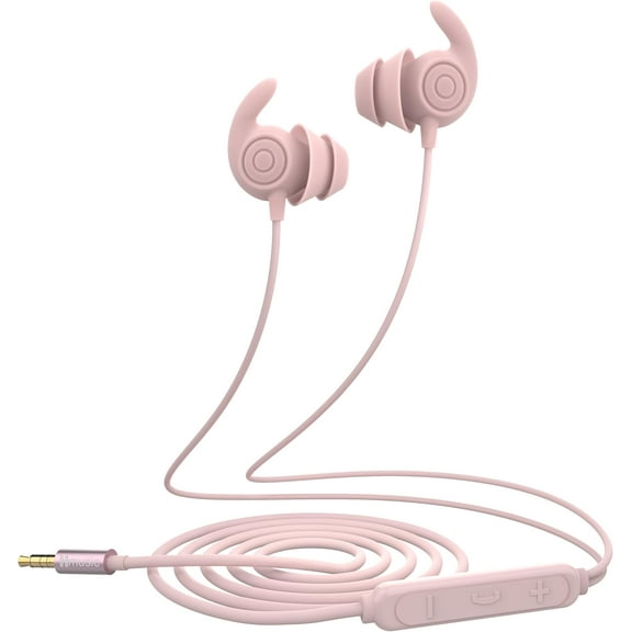 Hmusic Casual Listening Noise Canceling in-Ear Earbuds, 3.5mm Jack Wired Earphones with Mic for iPhone 16(Pink), Gummy Snail Flexible Silicone Earplug