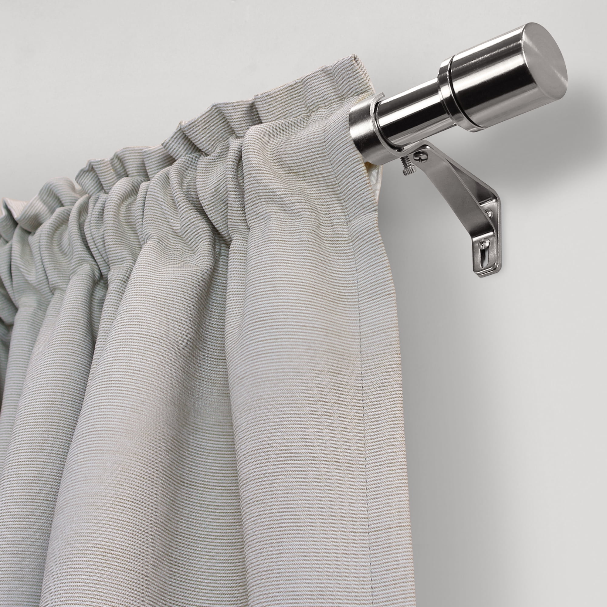Better Homes & Gardens 1" Brushed Nickel Cylinder Adjustable Single Curtain Rod Set, 120"-180"