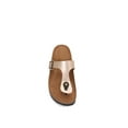 thumbnail image 3 of Women Soft Cork Footbed PU Leather Hook and Loop T Strap Flip Flops (PU Gold / 11 ), 3 of 4