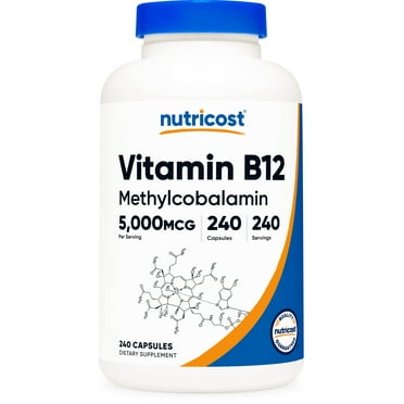 Nutricost Vitamin B12 (Methylcobalamin) 5000mcg, 240 Capsules - Non-GMO & Gluten Free