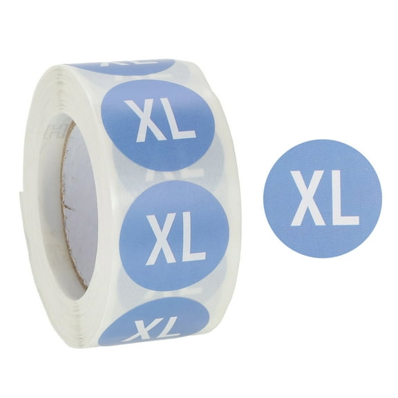 Uxcell Clothing Size Stickers 1 Inch Round Self-Adhesive Label XL Size 500 Pieces/ Roll Light Blue