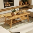 thumbnail image 6 of Finmind Solid Wood Coffee Table with Storage, 47-Inch Farmhouse Rectangle Center Table, 6 of 6