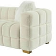 thumbnail image 4 of GVN Futon Couch, Sofa Loveseat, Lazy Sofa,(Beige) Wide Square Arm Teddy Velvet Rectangular Sofa, 2 Pillows, 4 of 12