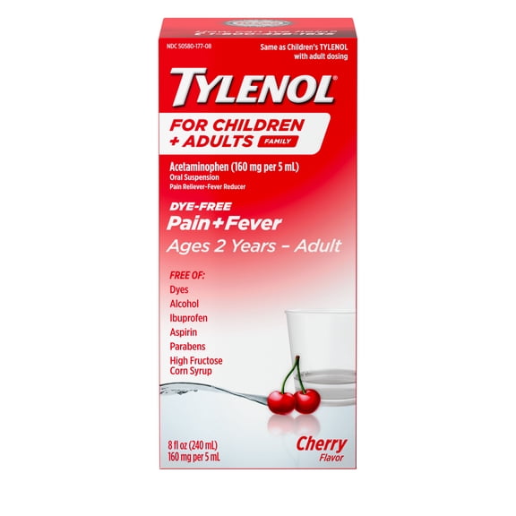 Tylenol Child & Adult Liquid Pain & Fever Relief, Cherry, 8 fl. oz