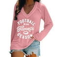 thumbnail image 2 of Enhedi Womens T Shirts for Women V Neck T Shirts for Women Football Is My Favorite Season Shirt Long Sleeve Football Lover Shirt V Neck Pink, 2 of 5