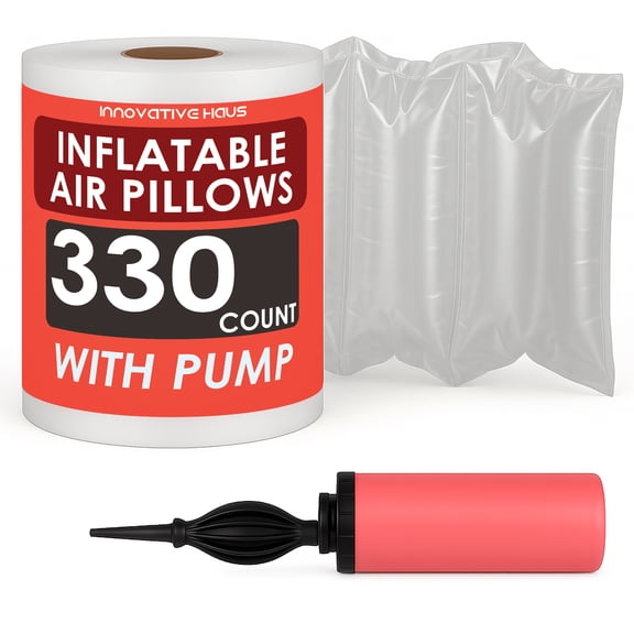 Innovative Haus 330 Count 4x8 Inflatable Air Pillows for Shipping to Fill Void in Package - Hand Pump Included. Packing Filler for Shipping. Packaging Air Bags - Great Purse Stuffers for Shape