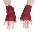 thumbnail image 1 of Mitones Qarigey De Encaje Sin Dedos Para Mujer Vino Rojo, 1 of 6