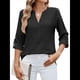 thumbnail image 3 of Blusa Informal con Cuello en V para Mujer, con Ojales, Bordada y Hueca, Ideal para Playa y Vestir. Negro XL, 3 of 10