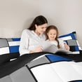 thumbnail image 4 of Manfei Abstract Grid Twin Comforter Sets, Navy Blue Checkered Bedding Set, Black Reversible 2pcs, 1 Comforter and 1 Pillowcase, 4 of 6