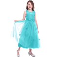 thumbnail image 4 of IDOPIP Little Big Girls Tulle Retro Vintage Dresses Flower Lace Pageant Party Wedding Floor Length Dance Evening Gown 9-10 Years Green, 4 of 7