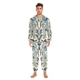 thumbnail image 3 of FORMRS Onesies Pajama for Adults Unisex Hoodie Winter Jumpsuit One Piece Sleepwear, Sizes S-2XL, Blue Floral Pattern, 3 of 7