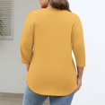 thumbnail image 6 of Jalioing Plus Size V Neck Casual Shirts for Women 3/4 Length Sleeve Basic Plain T Shirt Oversized Summer Tops, 6 of 8