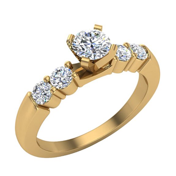 2/3 ct tw Five Stone Engagement Solitaire Ring 14K Gold ( G, I1 )