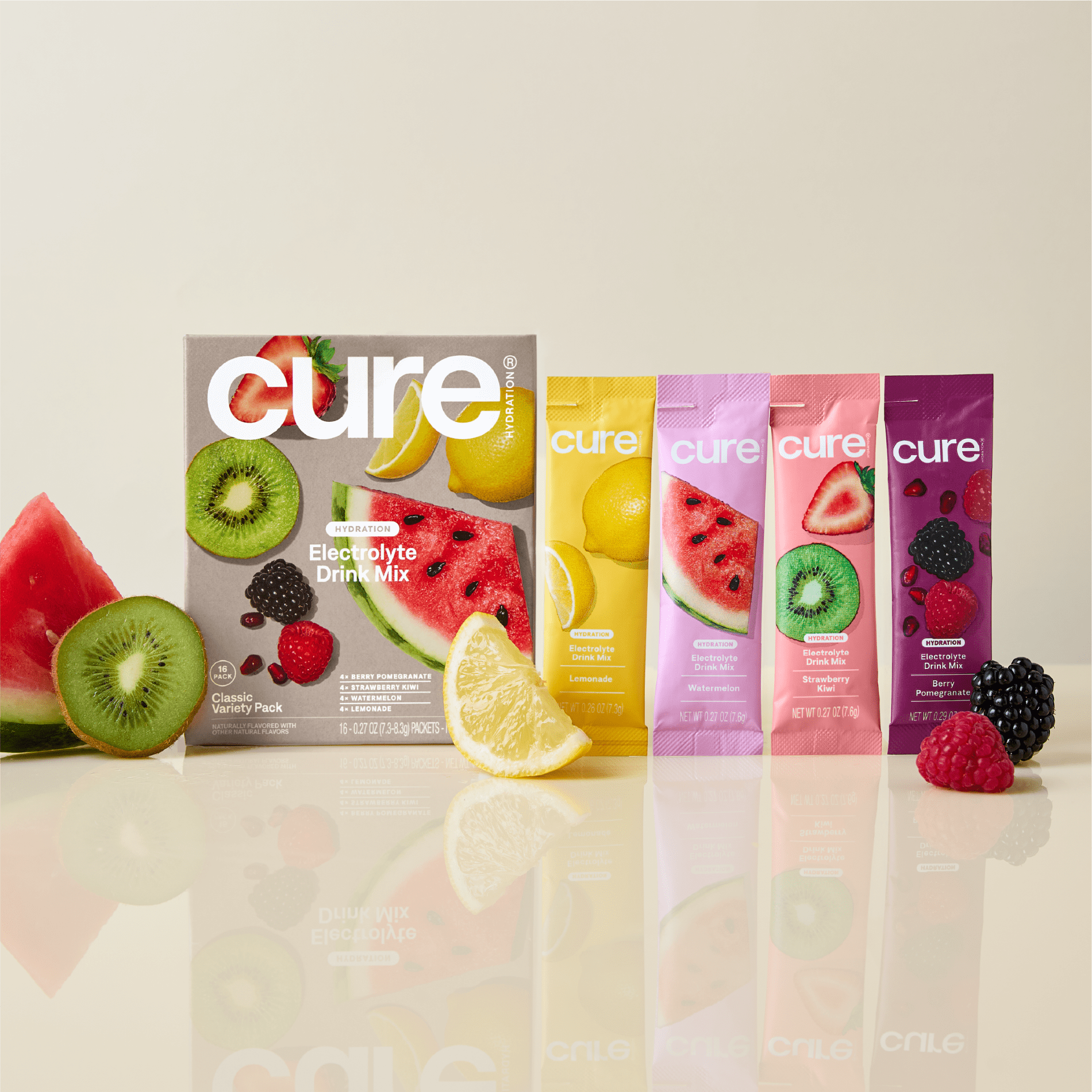 Cure Hydration Variety Pack Coconut Water Electrolyte Drink Mix, 16 Count, FSA and HSA Eligible