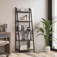thumbnail image 2 of Costway Industrial Ladder Shelf Rustic 5 Tier Leaning Bookshelf Wood Metal Bookcase, 2 of 10