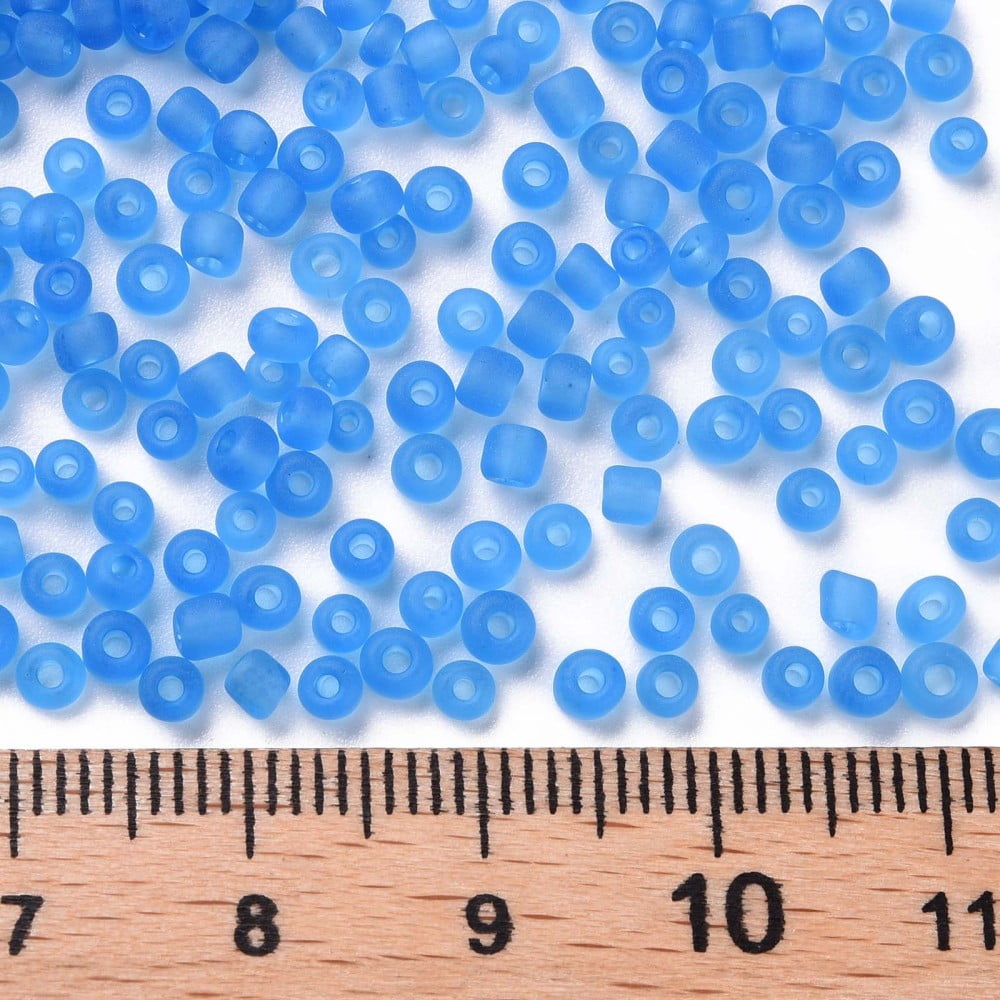 Glass Seed Beads Frosted Colors Round Sky Blue 3mm