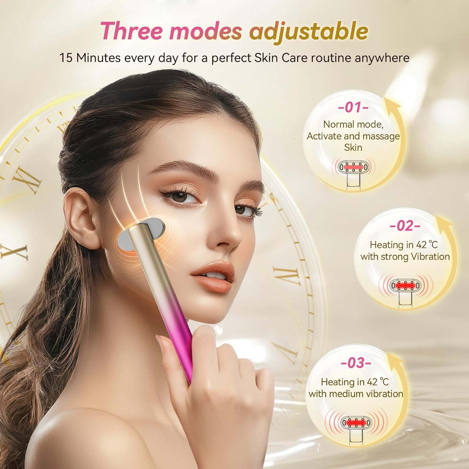 7-Color LED Light Therapy Eye Equipment, Under Eyes Face Red Light Therapy Massager, Micro-current Red Light Eye Massager Reduce Dark Circles, Eye Bags and Wrinkles (Gradient Purple Pink)