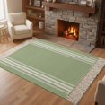 thumbnail image 3 of Sage Green Washable Area Rug 3'x5', Farmhouse Sage Green White Striped Woven Cotton Tassels Kitchen Rugs, Non Slip Indoor Door Mat Throw Carpet for Entryway Living Room Nursery Laundry Room, 3 of 9