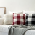 thumbnail image 4 of Pack of 2 Classic Farmhouse Buffalo Check Plaids Linen Soft Soild Decorative Square Throw Pillow Covers Home Decor Outdoor Cushion Case for Sofa Bedroom 18x18 Inch, White and Red, 4 of 6