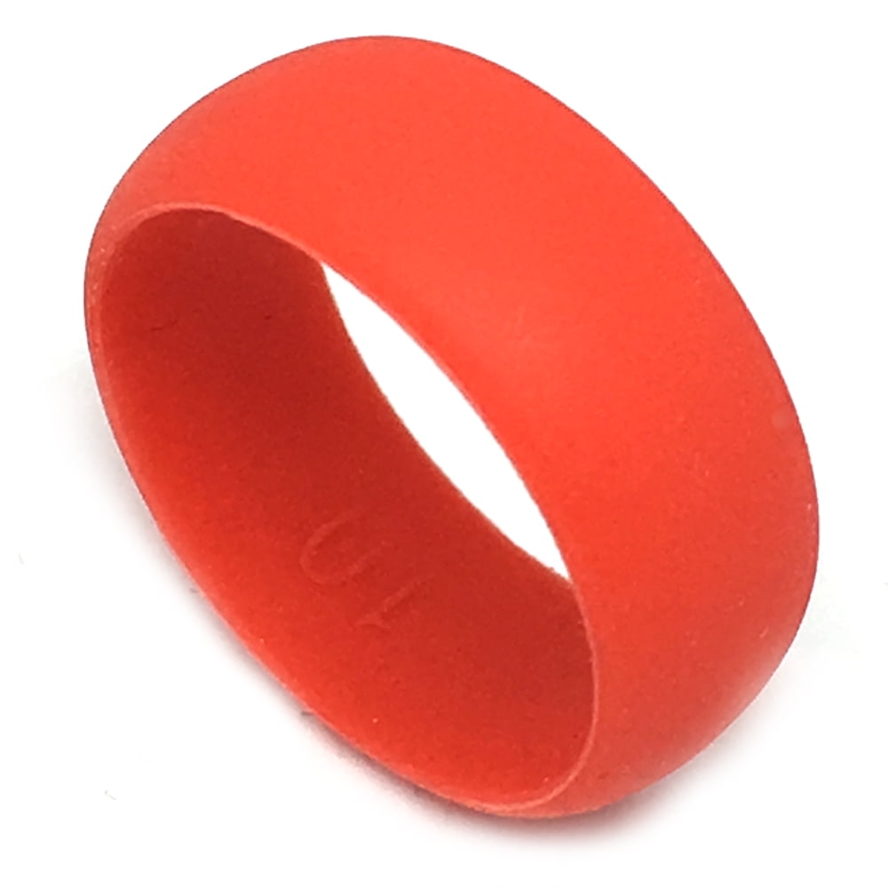 8MM Men or Ladies Athlete Sports Flexible RED Silicon Rubber Wedding Band Ring