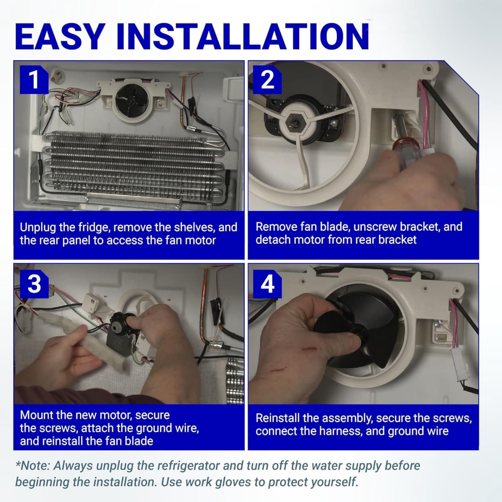JIAHAOO Evaporator Fan Motor Replace WP2315539 AP6007247 1/8" Shaft For Kenmore Amana Refrigerator Maintenance Parts