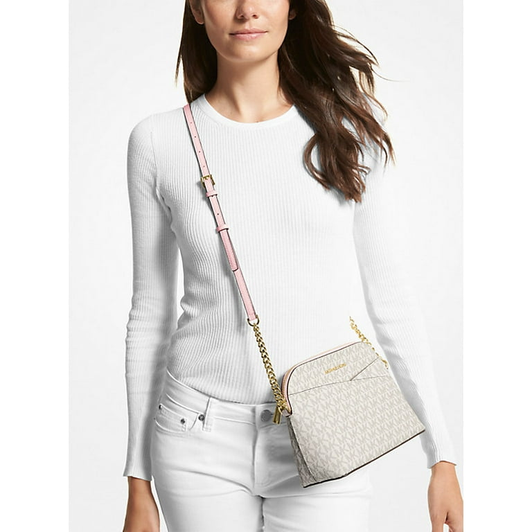 Michael Kors Jet Set Travel Medium Dome Crossbody Bag Signature MK Powder Blush Walmart