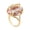 Pink, variant on Irregular Leaf Shape Rhinestone Ring, Gold Vintage Stacking Ring, Open End Adjustable Statement Ring, Fashion Jewelry Ring Gift for Women