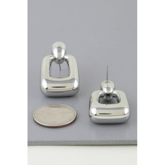 Shiny Modern Frame Drop Earrings