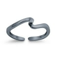 thumbnail image 2 of 4mm Wave Toe Band Ring 925 Sterling Silver Thin Adjustable Stylish Rings For Women, 2 of 5
