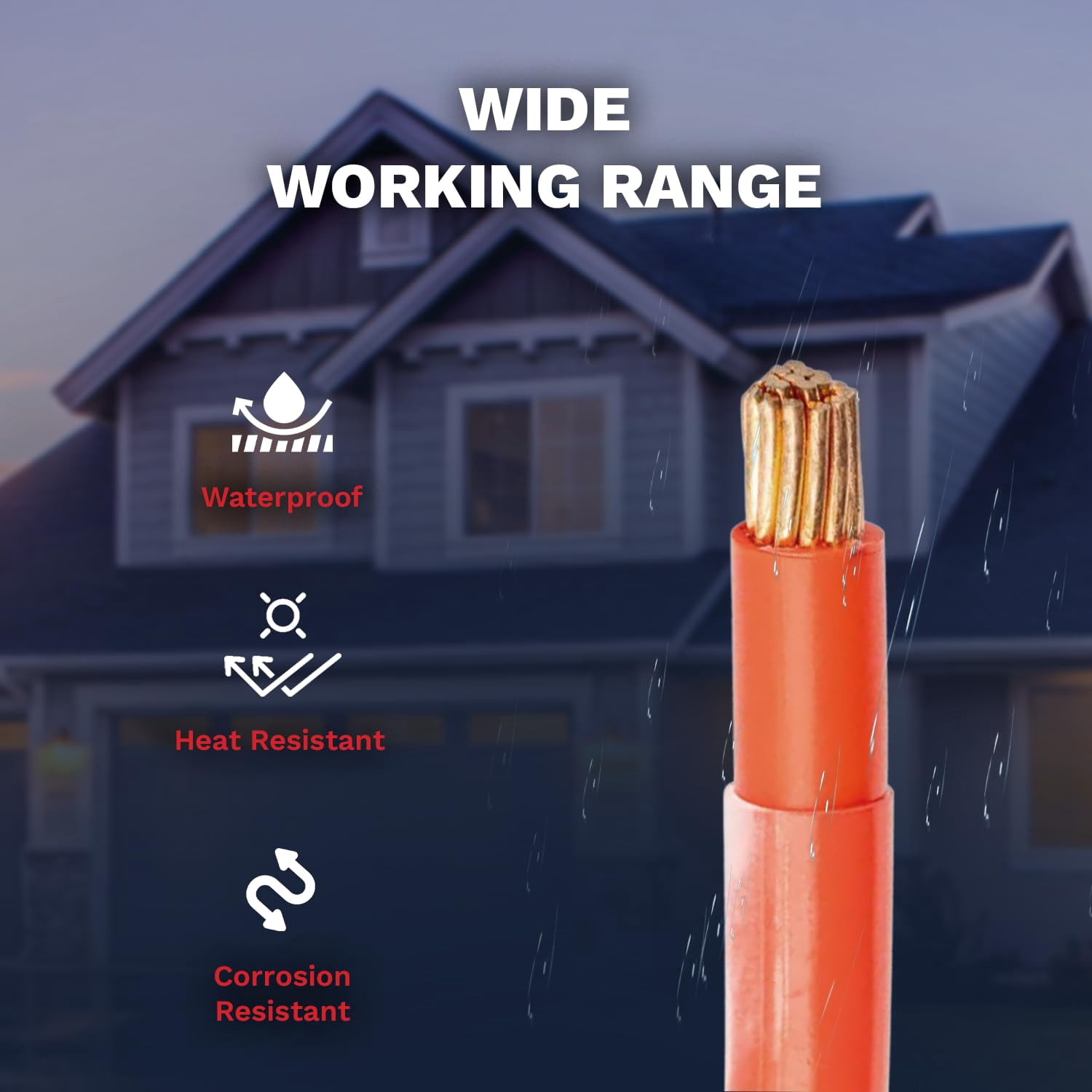 12 AWG THHN Stranded Copper Electrical Building Wire with Nylon Jacket PVC Insulation - 100Ft Red