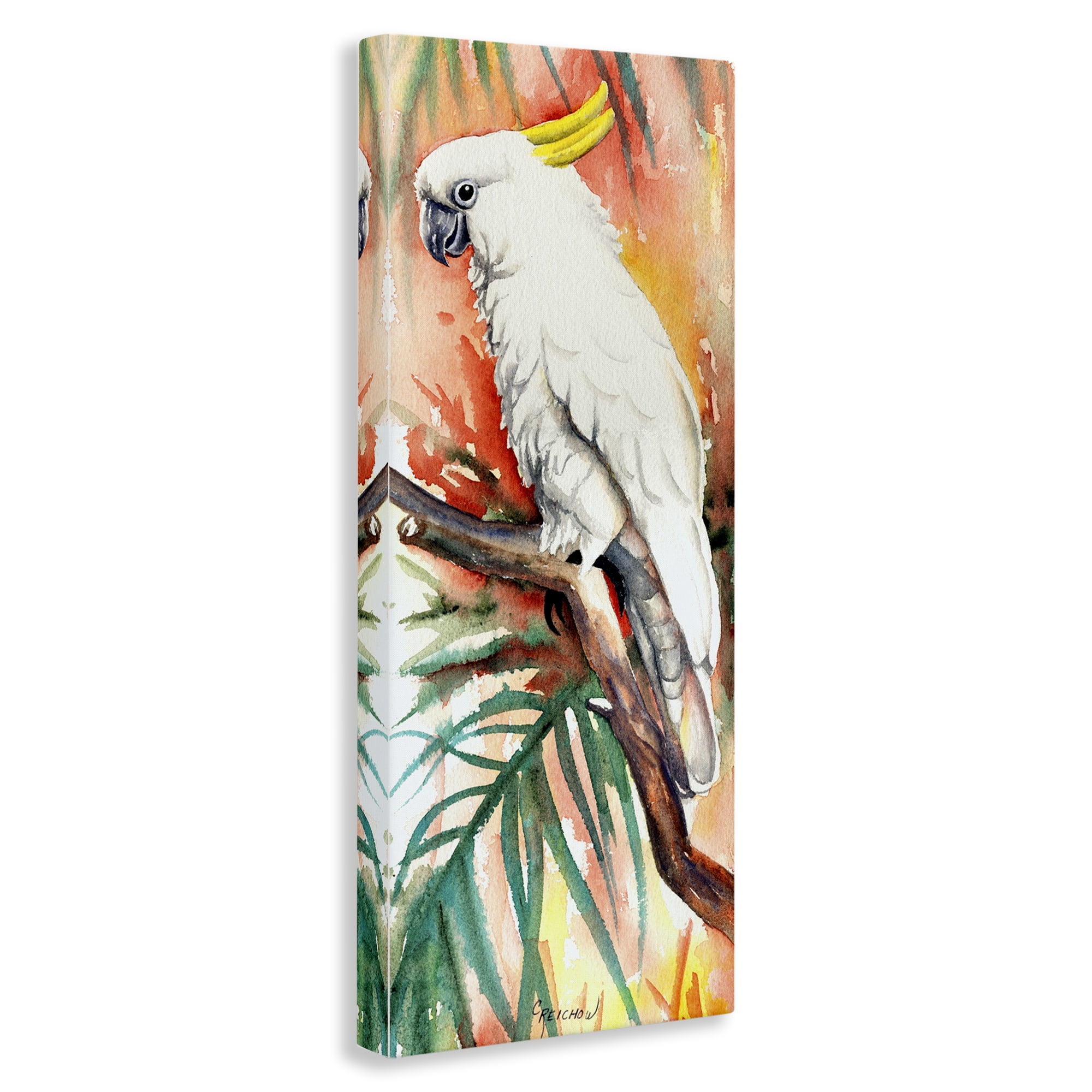Stupell Industries Sulfer Crested Cockatoo Animals & Insects Painting Gallery Wrapped Canvas Art Print Wall Art, 17 x 40
