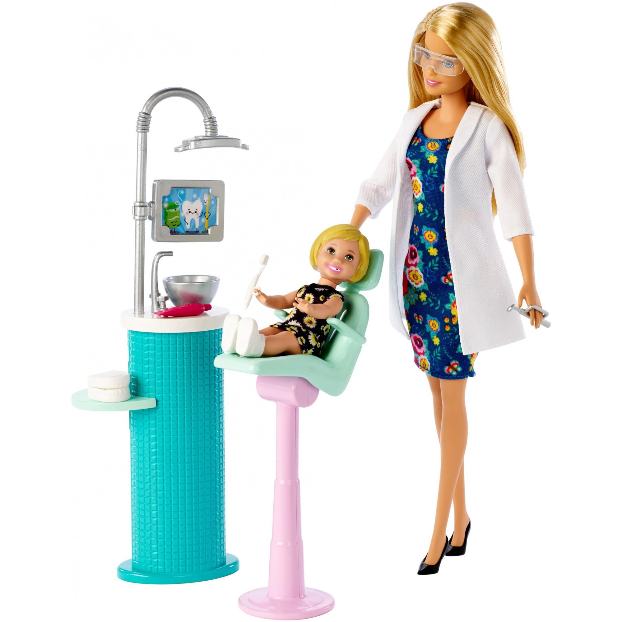 Barbie Careers Dentist Doll & Toddler Patient Doll Playset, Blonde
