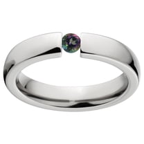 Mystic Topaz 4mm Stainless Steel Tension Set Ring