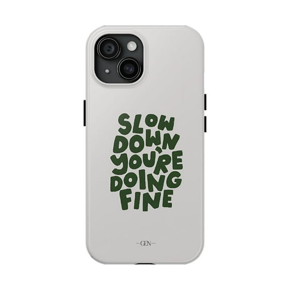 Cases Cover, Slow Down Quote Tough Phone Case – Dual Layer Minimalist Motivational Cover for iPhone 16 Pro Max, 16 Plus, 15, 14, 13, 12, 11, X, Samsung Galaxy S25, S24, S23, S22