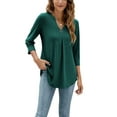 thumbnail image 2 of Liacowi Women Blouse 3/4 Sleeve Button V-Neck T-Shirts Loose Casual Shirts Tunic Tops Streetwear, 2 of 5