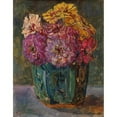 thumbnail image 2 of Floris Verster 12x14 Gold Ornate Wood Frame and Double Matted Museum Art Print Titled - Still Life with Zinnias in a Green Jar (1910), 2 of 4