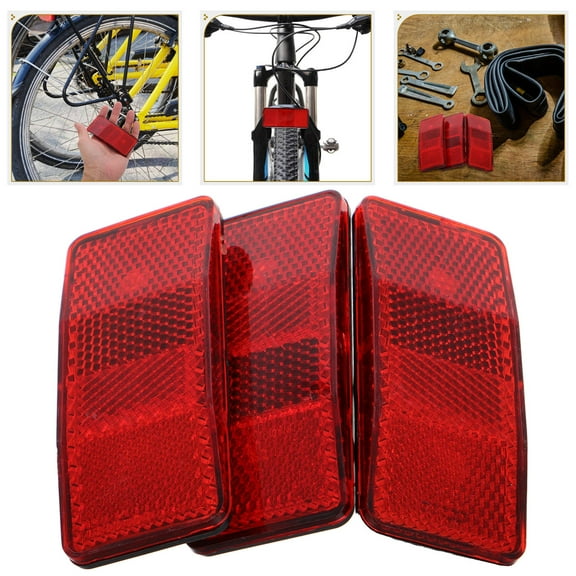 HIAKDOFT 3Pcs Red Plastic Bicycle Reflectors for Night Riding Safety 1.9x0.8x1in