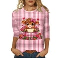 thumbnail image 2 of Xdegoge Valentines Tops for Women Crew Neck 3/4 Sleeve Pullover Cute Playful Prints Top Lightweight Cozy Plus Size Pullovers, 2 of 6